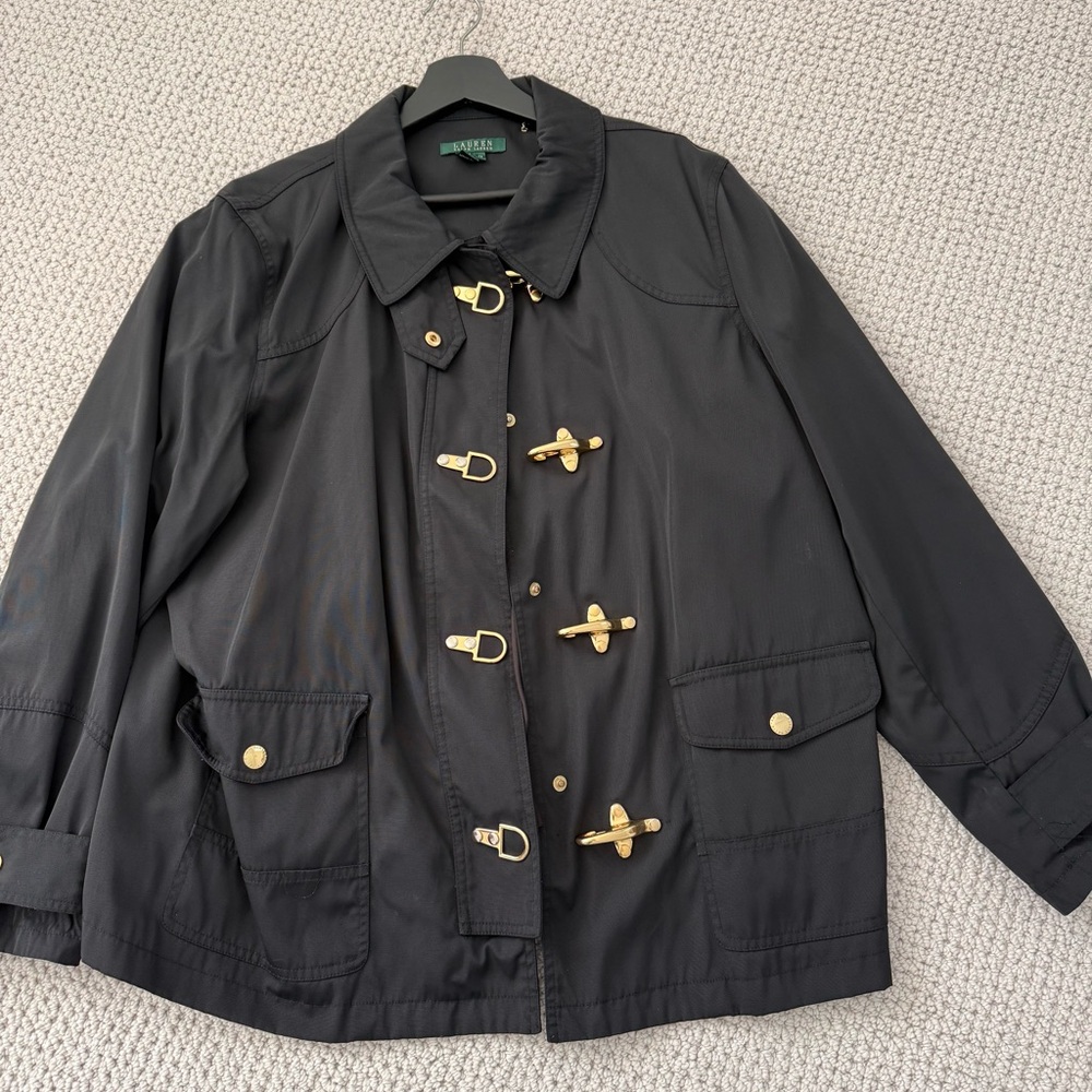 Womens vintage Lauren Ralph Lauren Black “Fireman” Jacket size 2x